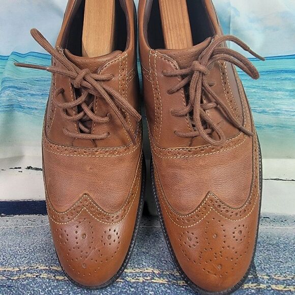 Rockport Shoes Comfort Brown Leather Wingtip Brogue Oxford Mens 7M - Picture 2 of 6